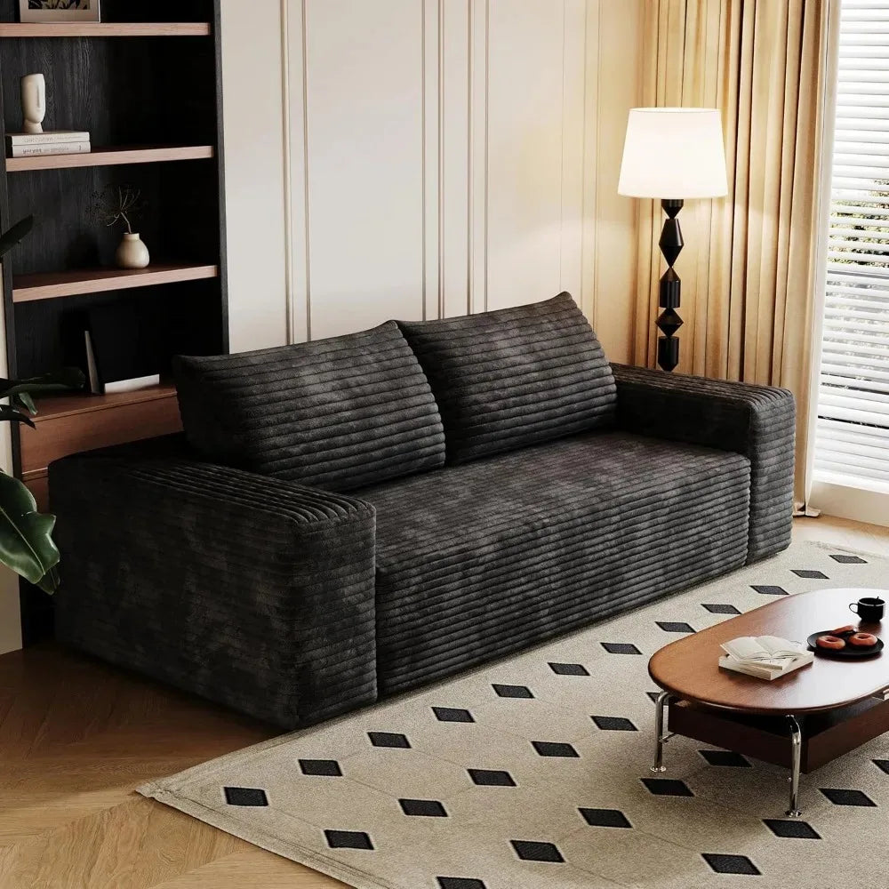 71" 3-Seater Love Seat Sofa,No Assembly Required,Plush Corduroy Loveseat Boneless Couch with High Cushion Backrest and Wider Arm