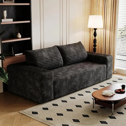 71" 3-Seater Love Seat Sofa,No Assembly Required,Plush Corduroy Loveseat Boneless Couch with High Cushion Backrest and Wider Arm