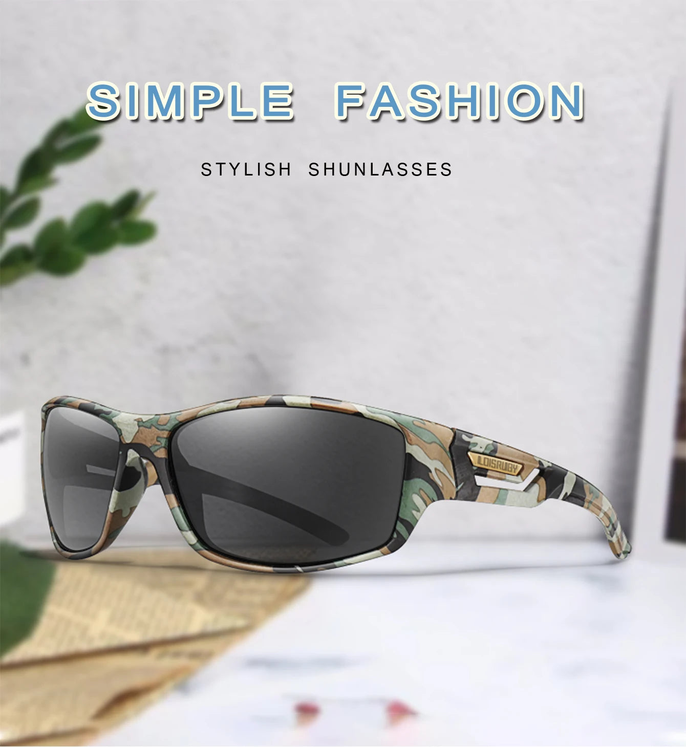 3 Pairs Polarized Fishing Sunglasses Men Camo Military Style UV400 For Cycling Riding, Running, Fishing And Driving