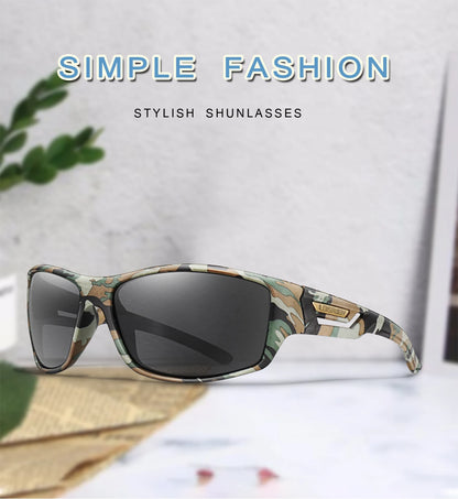 3 Pairs Polarized Fishing Sunglasses Men Camo Military Style UV400 For Cycling Riding, Running, Fishing And Driving