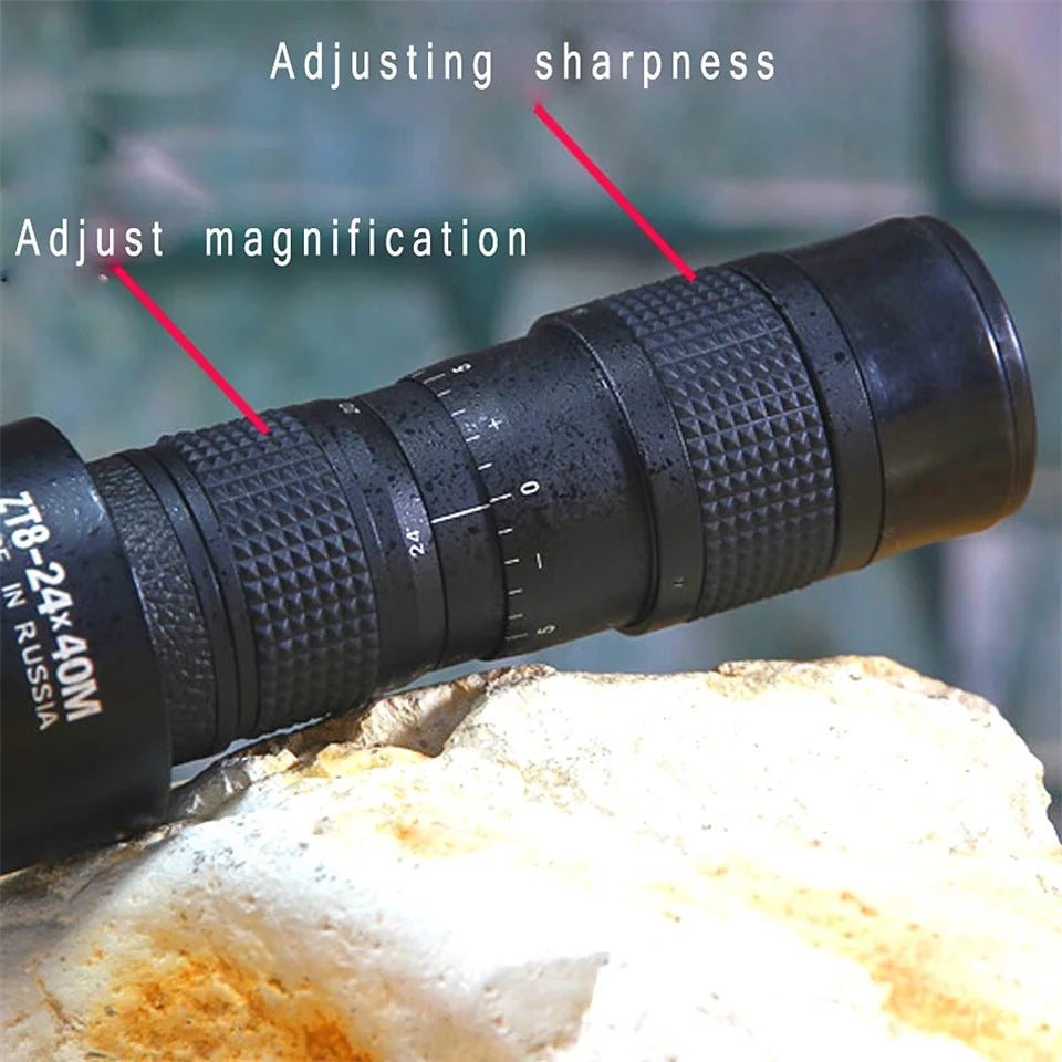 Baigish Monocular Zoom Telescope 8-24x40 HD Powerful Metal Optical Lens Astronomical With Long Range Original Bak4 Russian Black