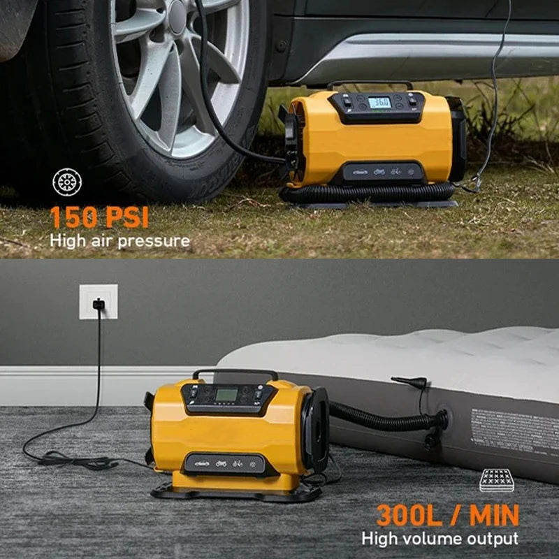 110V-230V AC/DC Dual Power Portable Inflation Pump Car Air Compressor for Home Auto Dual Inflatable Boat Bicycle Tire Inflator