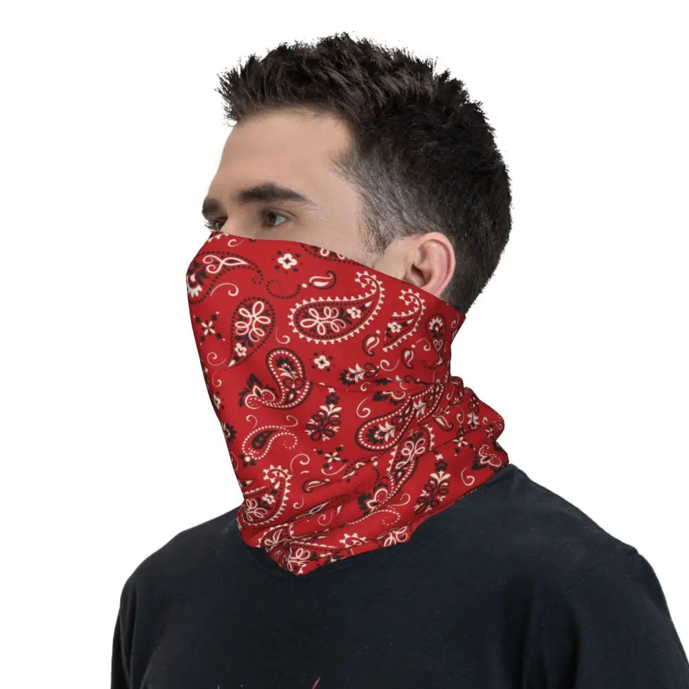 Custom Black Bandana Pattern Bandana Neck Gaiter for Hiking Cycling Women Men Wrap Scarf Paisley Style Headband Warmer