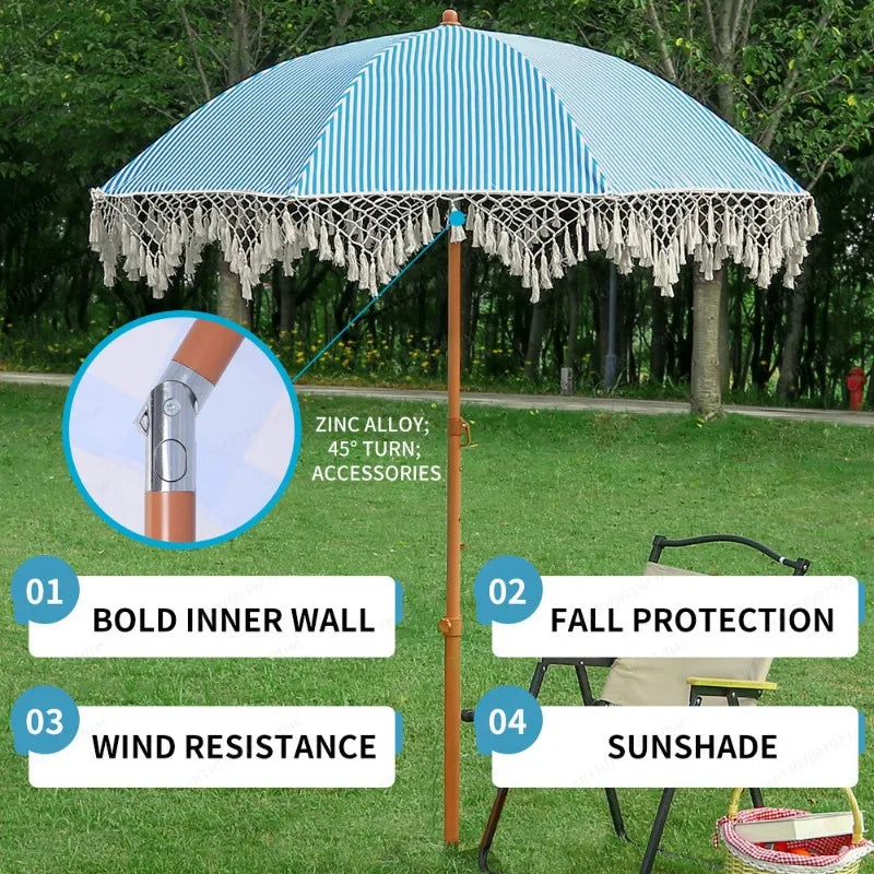 Seaside Resort Beach Umbrella Courtyard Tassel Sun Umbrella Pool Sun Protection Terrace Shade