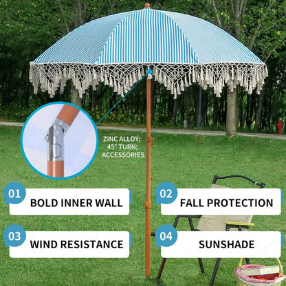 Seaside Resort Beach Umbrella Courtyard Tassel Sun Umbrella Pool Sun Protection Terrace Shade