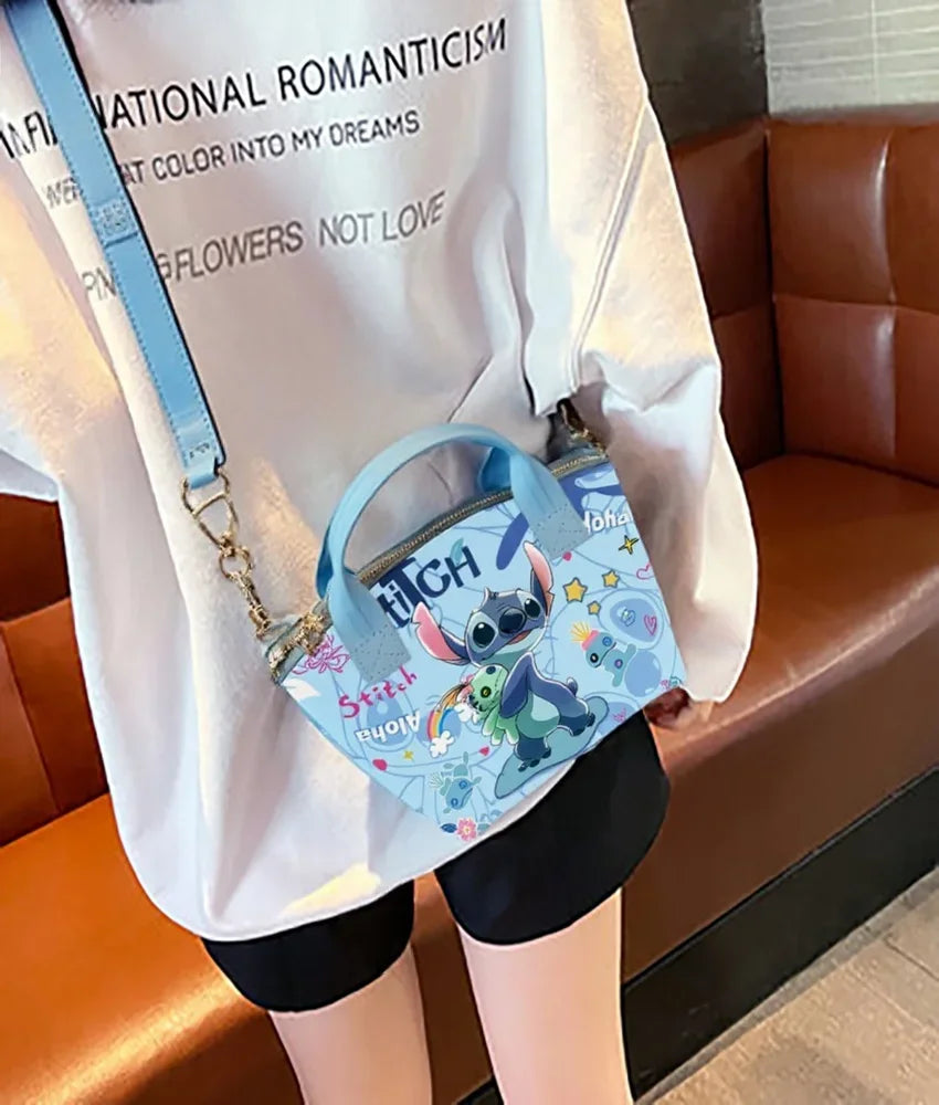 Disney Stitch New Women's Shoulder Bags Cute Kid's Handbag Large Capacity Cartoon Crossbody Bag For Girls