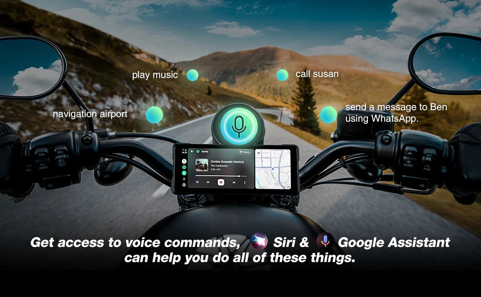 JMCQ 6.86'' Motorcycle DVR GPS Navigaton Wireless Carplay Android Auto Dash Cam IP67 Waterproof Dual Bluetooth Moto Monitor