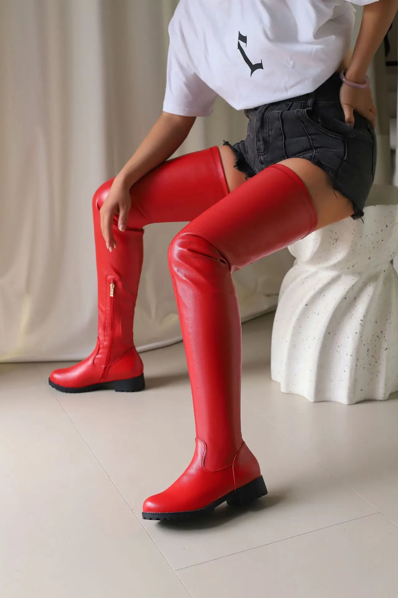 Winter New Plus Size 48 Women's Over The Knee Boots Thick Heel Long Tube Boots Platform Shoes