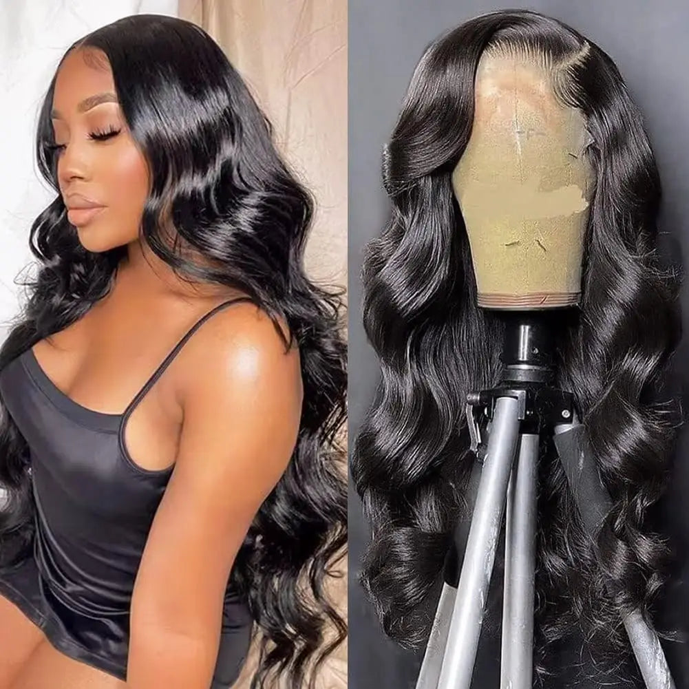 13x4 HD Lace Synthetic Wig, 26 Inch Body Wave, 150% Density. Fine bleached knots, with baby hair, stylish for daily wear.