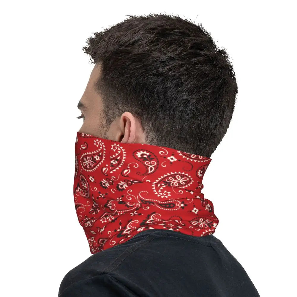 Custom Black Bandana Pattern Bandana Neck Gaiter for Hiking Cycling Women Men Wrap Scarf Paisley Style Headband Warmer
