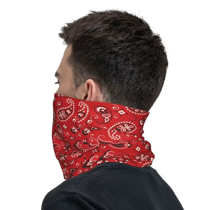 Custom Black Bandana Pattern Bandana Neck Gaiter for Hiking Cycling Women Men Wrap Scarf Paisley Style Headband Warmer