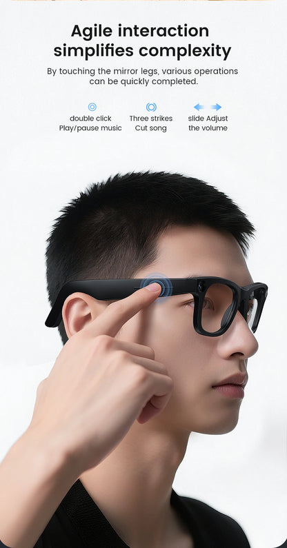 AI Smart Glasses 800W HD Camera 32 Million Interpolation Real-Time Translation AI Voice Assistant LED Flashlight  Music
