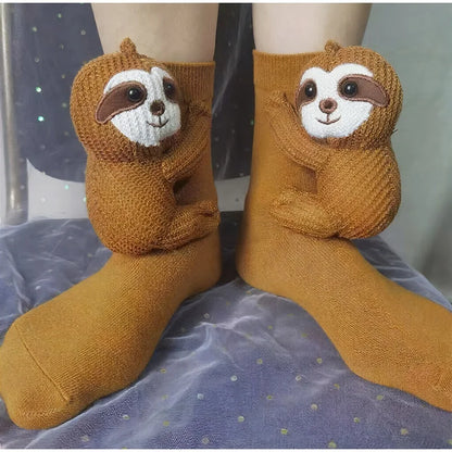 3D Knit Animal Socks Cute Floor Socks Hand Crocheted Double Layer Warm Sock with Cute Rabbit Panda Animals Christmas Gifts