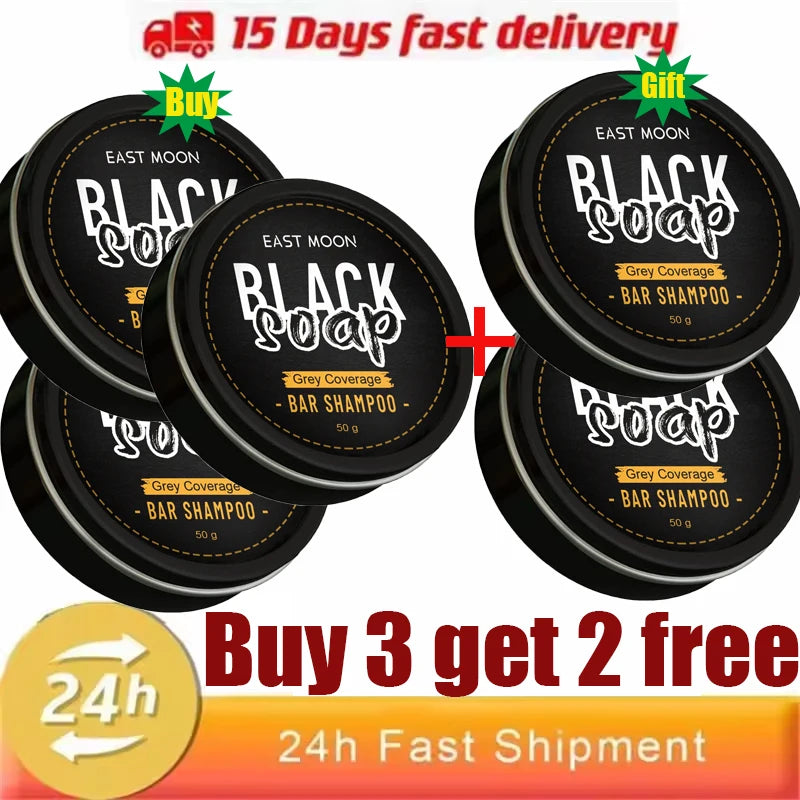 White Hair to Black Shampoo Dye Soap Natural Color Soap Restore Gray Beard Cover Gray Hair Dye Hair Fixing Shampoo For Man Women