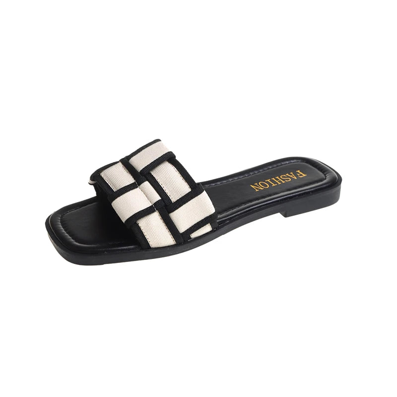 Summer 2025 Braided Flip-flops Women's Open-toe Wear Temperament with Chunky Fashion Slippers, Beach Shoes, Women's Shoes