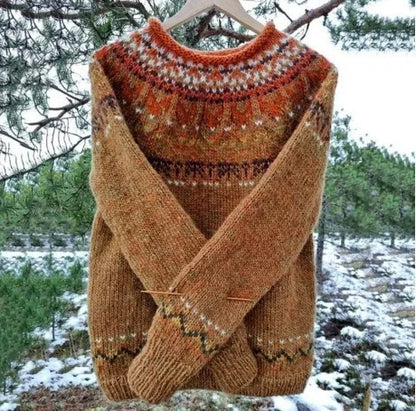2025 Spring Knitted Women Sweater Print O-neck Long Sleeve Casual Loose Sweaters Female Winter Elegant Trendy Ladies Clothes