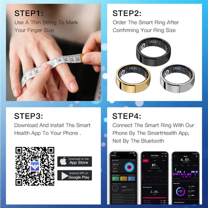 Amovan Nova Smart Ring Premium Quality AI Analysis GPS Sports Mode Heart Rate Blood Oxygen Stress Sleep Temperature Monitor