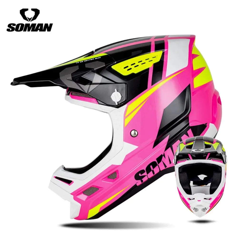 SOMAN CE Certified Off Road Motorcycle Helmet Мотошлем Lightweight Breathable Personalized Adult Motocross Capacete 0.15