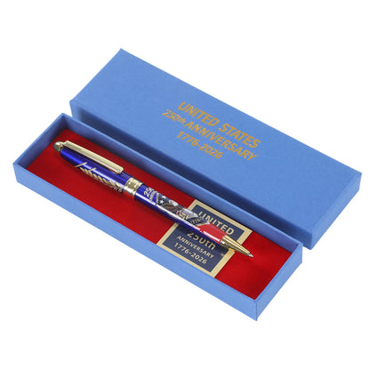 250th Anniversary Commemorative Ballpoint Pen With Gift Box Patriotic Engraved Gel Pens 1776-2026 Collector Item for Men Lawyers