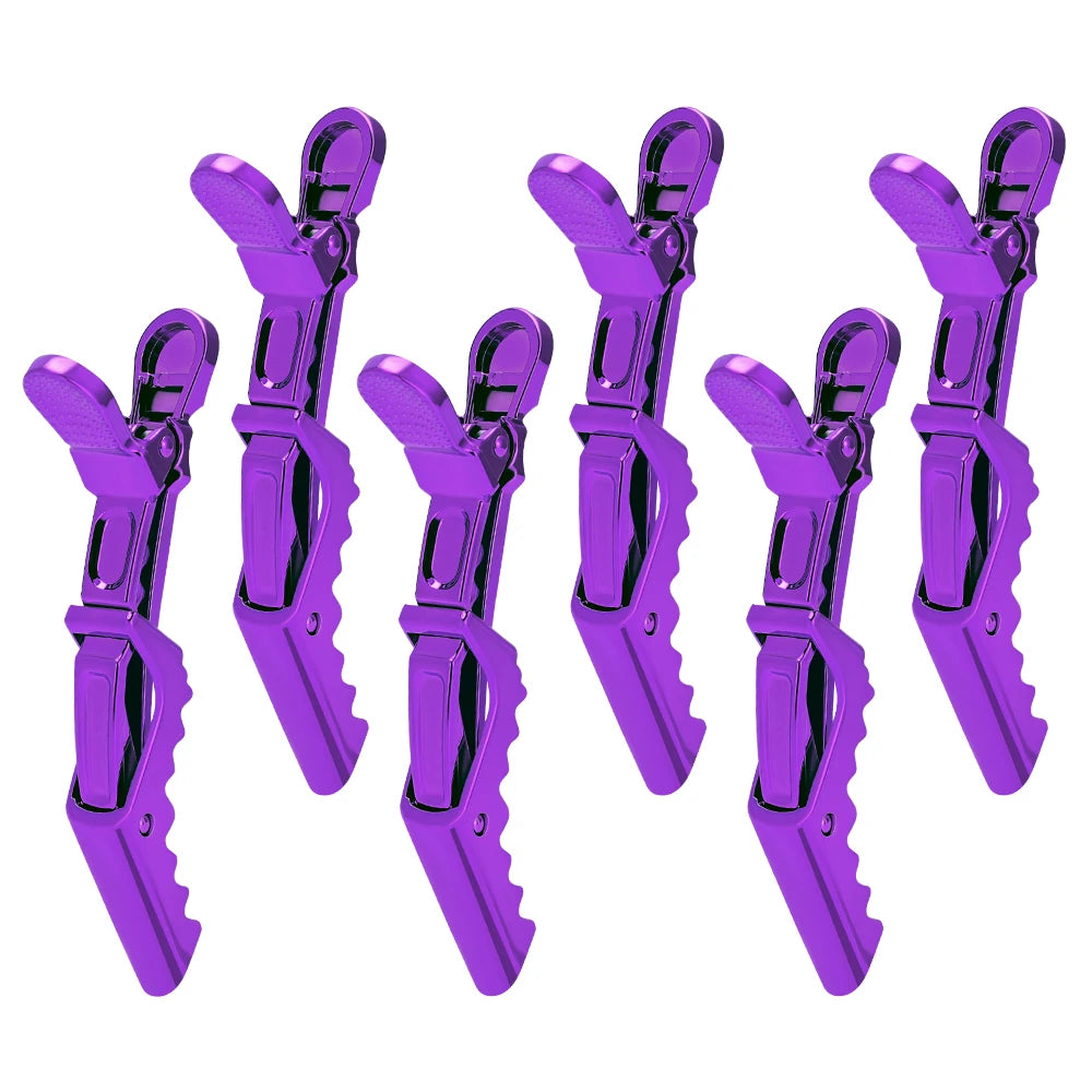 6pcs Crocodile Clip Plating Professional Hairdressing Perm Positioning Non-slip Clip Durable Portable Barber Shop Styling Tools