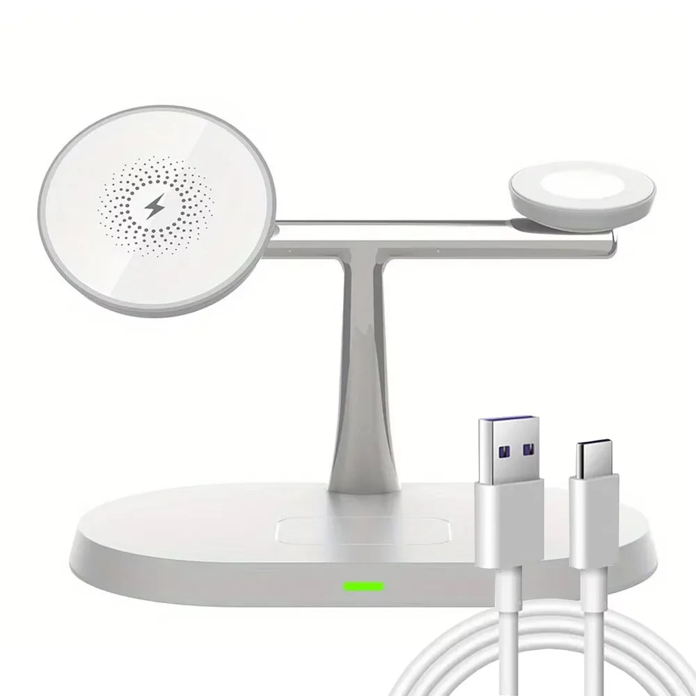 3 In 1 Magnetic Wireless Charger Stand Fast Charging Dock Station for iPhone 17/16/15/14 Pro Max, Apple Watch 8/7/6, AirPods Pro