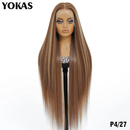 40 Inch Synthetic Lace Frontal Wigs For Women 13x6 Lace Front Wigs With High Temperature Fiber HD Lace Pink Blonde Straight Hair