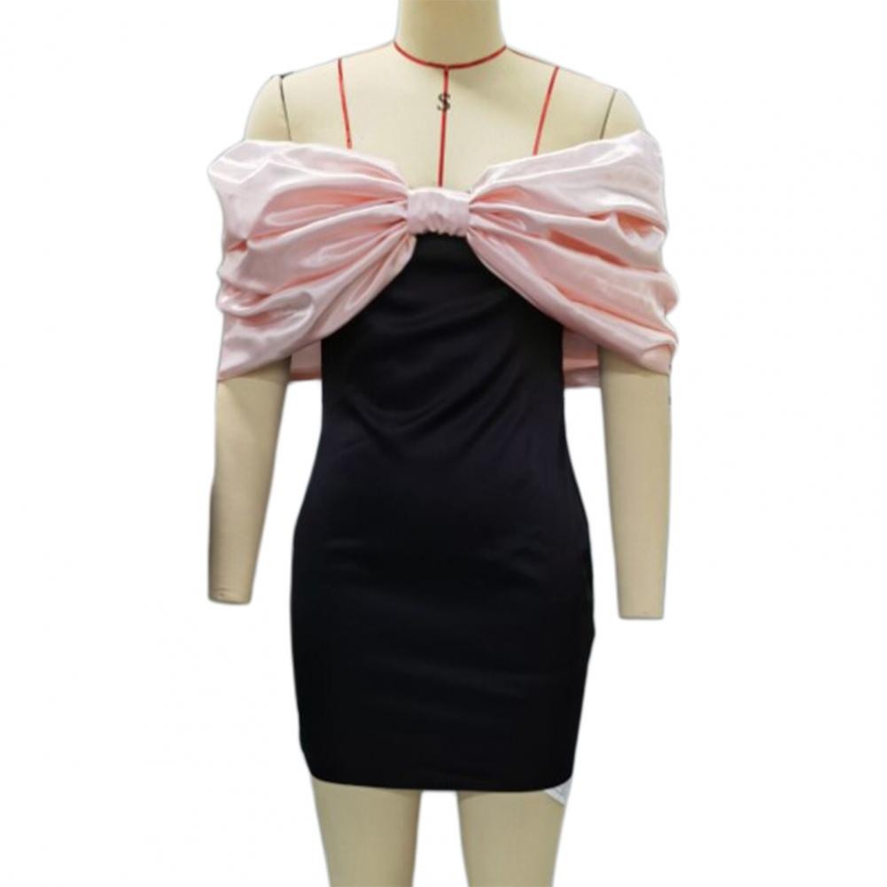 Simple  Sexy Chest Wrap Design Bodycon Dress Above Knee Length Mini Dress Short Sleeve   for Going Out