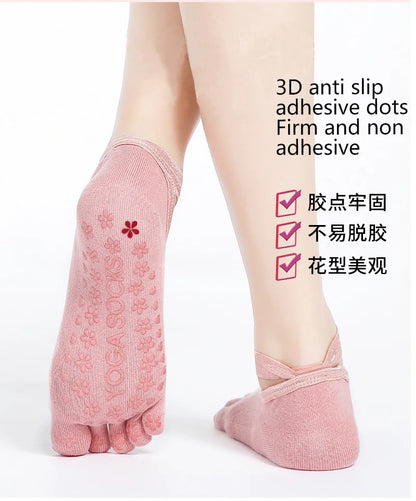 Yoga Dance Indoor Sports Silicone Anti slip Cross Strap Finger Socks
