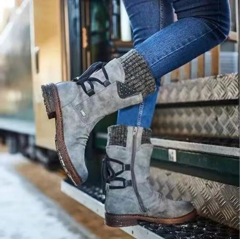 Women Winter Mid-Calf Boots  Winter Shoes Ladies Fashion Snow Boots Shoes Thigh High Suede Warm Botas 2023
