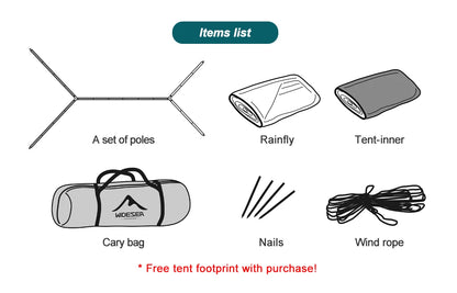 WIDESEA Outdoor Camping 1.5 person Double-Layer Fish Spine tent 15D Nylon Silicone-Coated  Lightweight for Hiking & camping