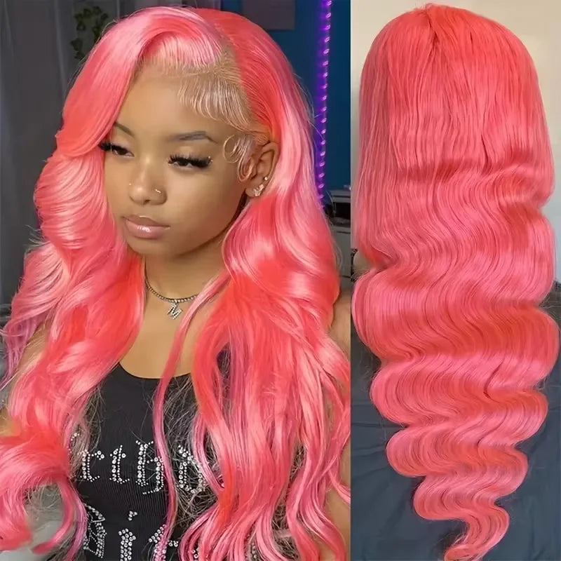30 32 Inch Pink Body Wave Human Hair Wigs 13x6 HD Lace Frontal Wig 613 Colored Wig Human Hair Brazilian Human Hair Wigs