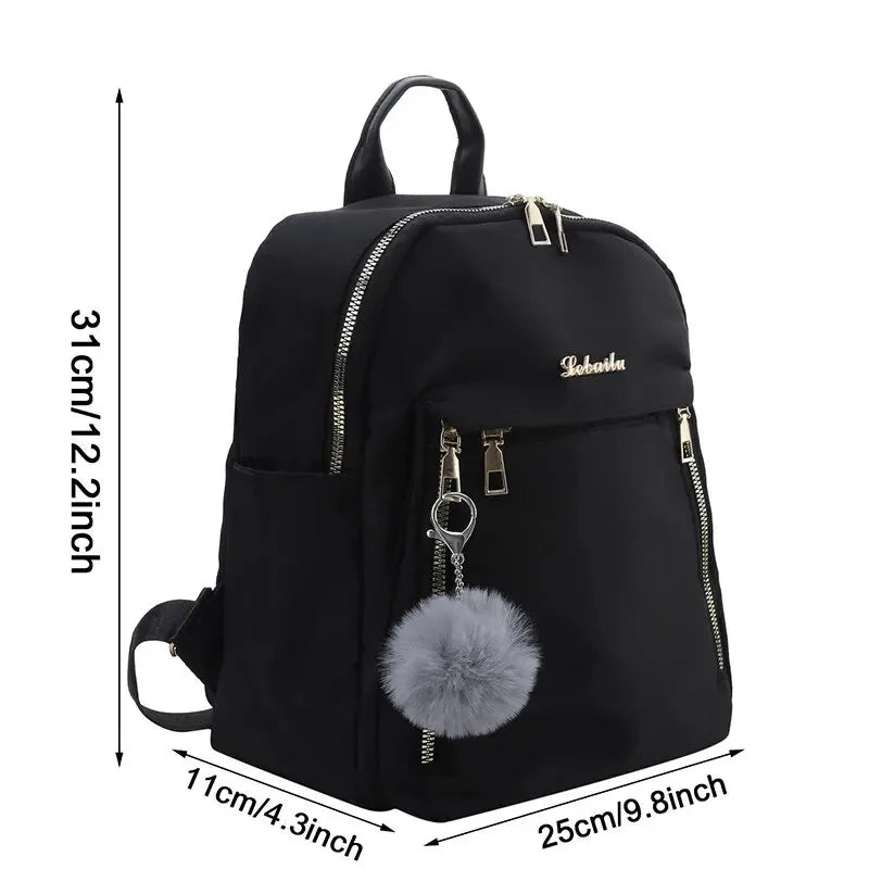 Simple Large Capacity Unisex Black Travel Backpack - Harajuku & High Street Style Student Backpack