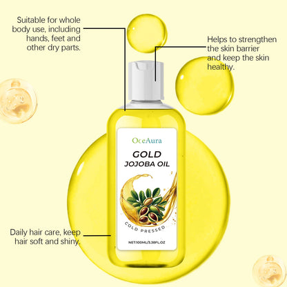 Organic Jojoba Oil for Hair Growth Products Strengthening Hair Smoothing Cold-Pressed Vitamin C Jojoba Oil for Face Moisturizer