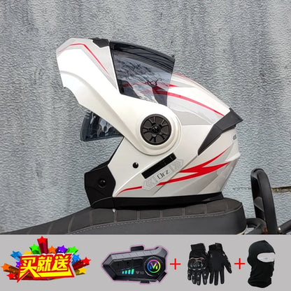 ORZ new motorcycle helmet with dual sunshades full face racing Bluetooth modular flip helmet for men and women DOT approval