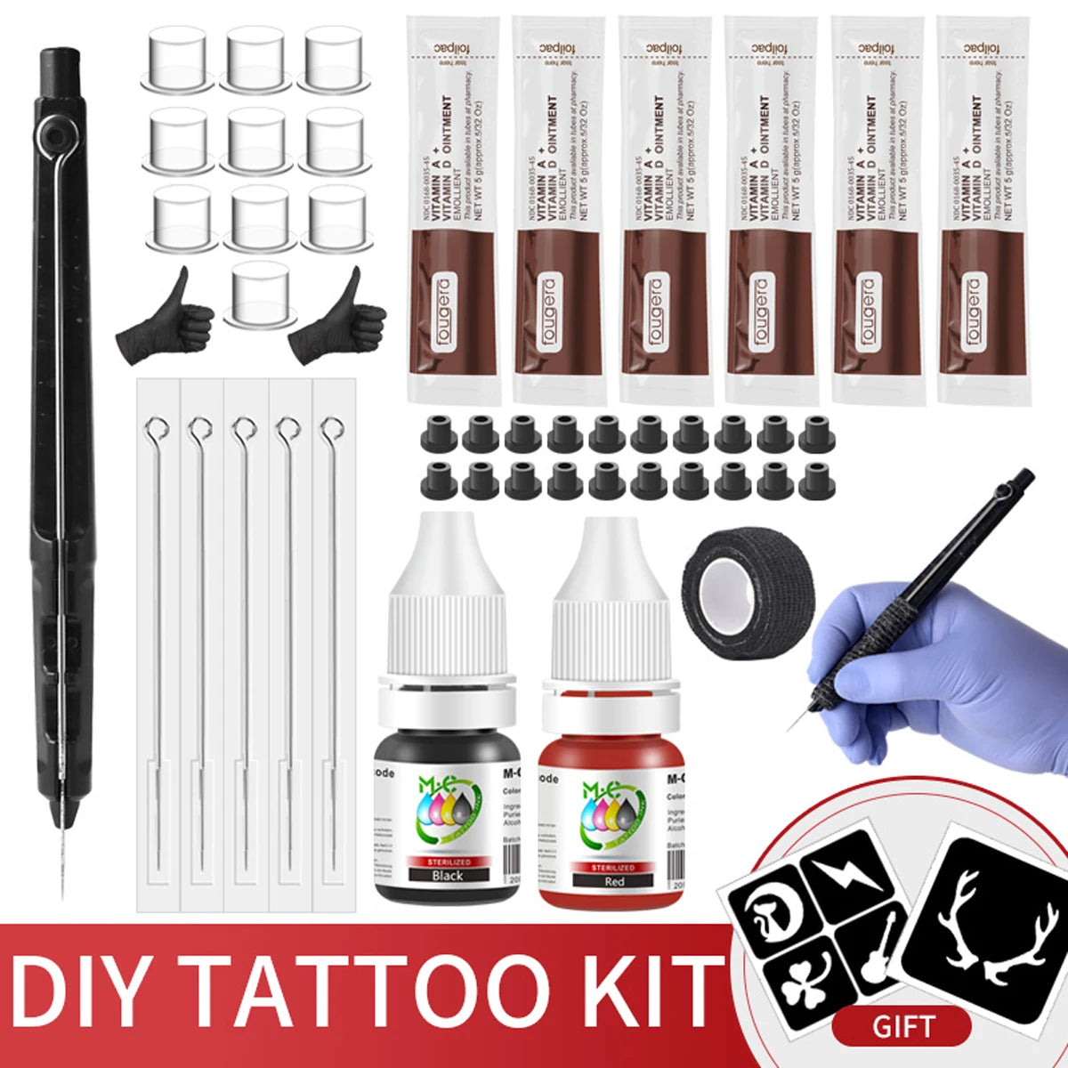 Complete 3D Body Art Tattoo Kit - Professional Hand Poke & Stick Pen Set with Ink, Needles, and DIY Guide - Perfect for Beginners to Experts
