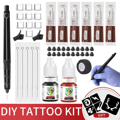 Complete 3D Body Art Tattoo Kit - Professional Hand Poke & Stick Pen Set with Ink, Needles, and DIY Guide - Perfect for Beginners to Experts