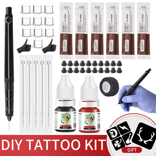 Complete 3D Body Art Tattoo Kit - Professional Hand Poke & Stick Pen Set with Ink, Needles, and DIY Guide - Perfect for Beginners to Experts
