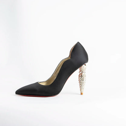 luxury Red Bottom Black Pointed toe Heels for Women Shoes 2024 Elegant and Classy Designer Slingback Heels High Quality big Size