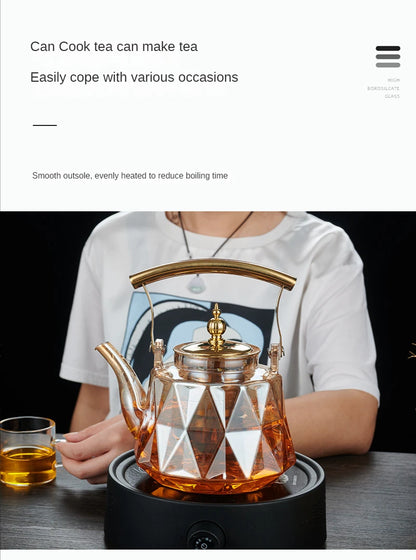 Glass Beam Pot Flower Tea Pot Health Pot Heat Resistant Glass Teapot With Strainer Infuser Teapot to Boil Water Kettle Gaiwan