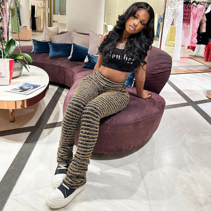 Color Block Stripes Pants Women High Waist Loose Sweatpants Women's Bodycon All-match Summer Trouseres For Female 2023