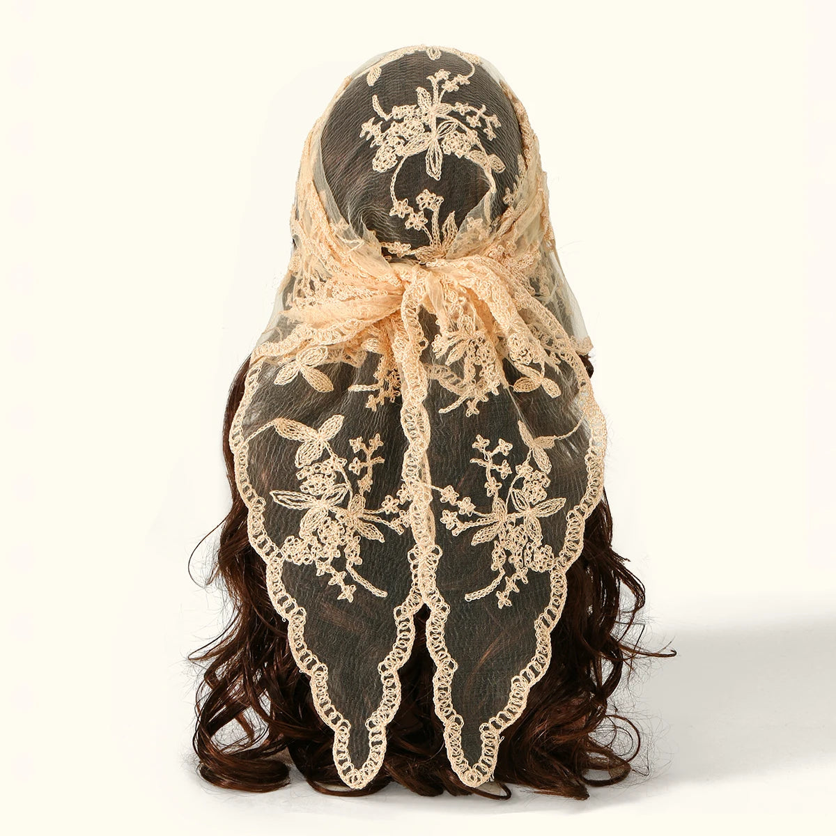 Wholesale French Lace Triangle Scarf Embroidered Flower Lace Scarf Small Shawl Crochet Head Scarf Headwraps Bandana For Women
