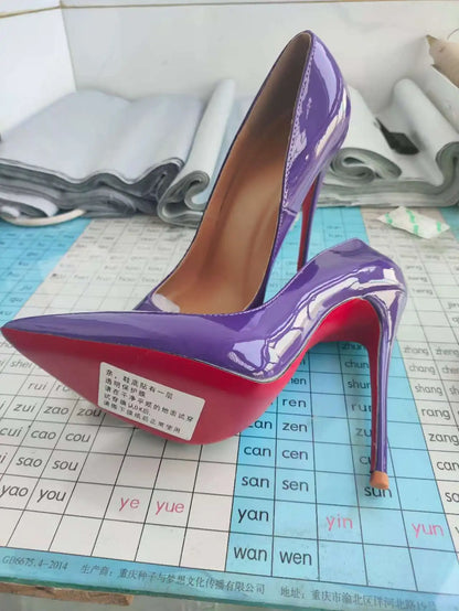 35-48 size slim high heels women's high heels sexy pointed wedding shoes party high heels patent leather neutral shoes