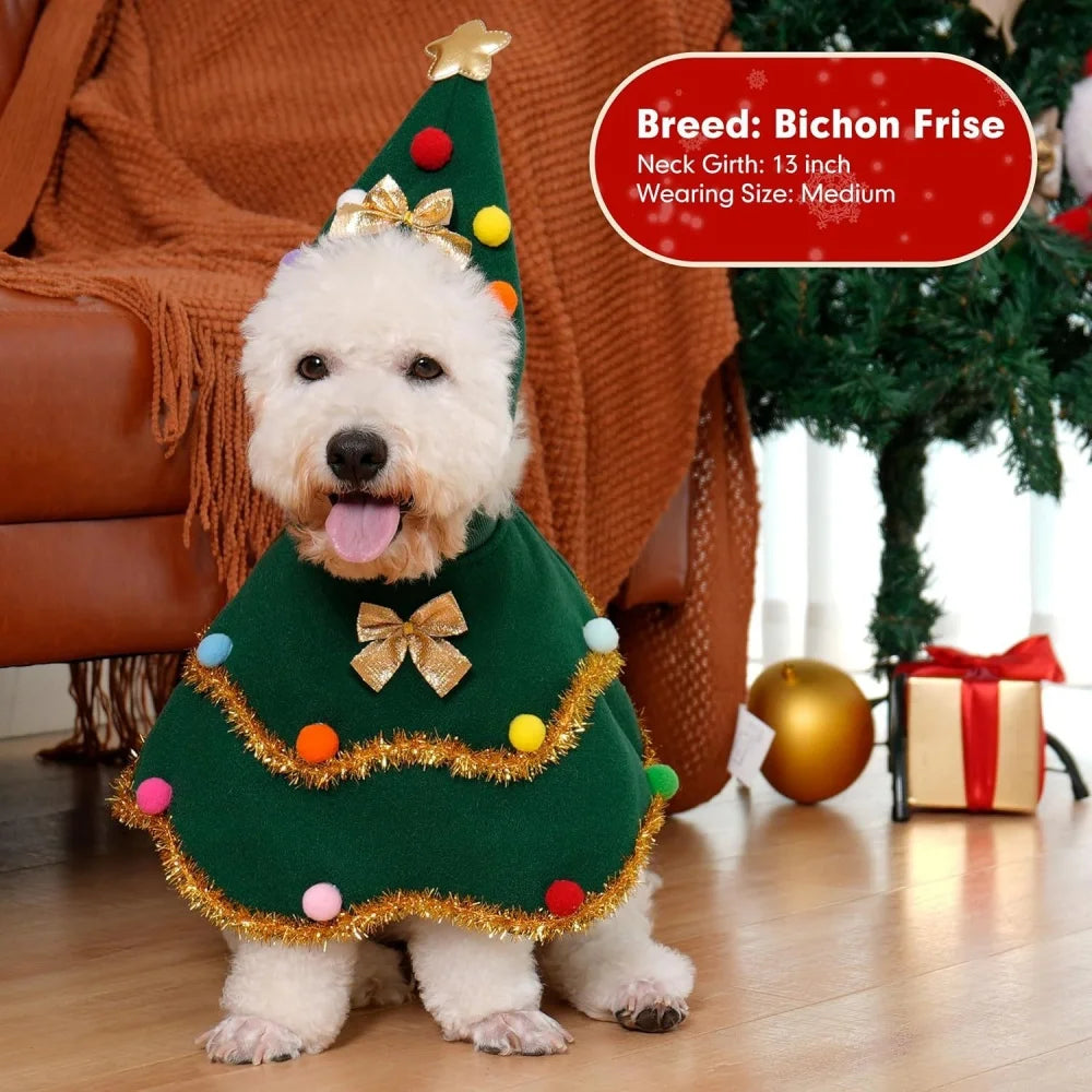 Dog Christmas costume, puppy Christmas cloak costume, cute cat costume, Christmas role-playing party