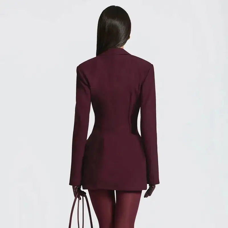 Avrilyaan Casual Pleated Sexy Dress Women 2025 Elegant Party Dress Blazer Long Sleeves Bodycon Mini Autumn Winter Dress Vestidos