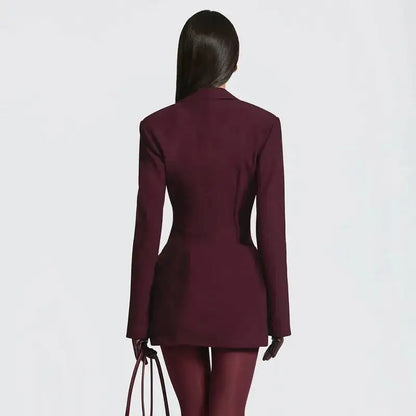 Avrilyaan Casual Pleated Sexy Dress Women 2025 Elegant Party Dress Blazer Long Sleeves Bodycon Mini Autumn Winter Dress Vestidos