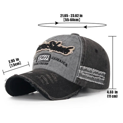 Scratched Brushed Patch Letter Embroidery Distressed Adjustable Cotton Hard Top Baseball Cap Sun Hat Trucker Caps Dad Hats