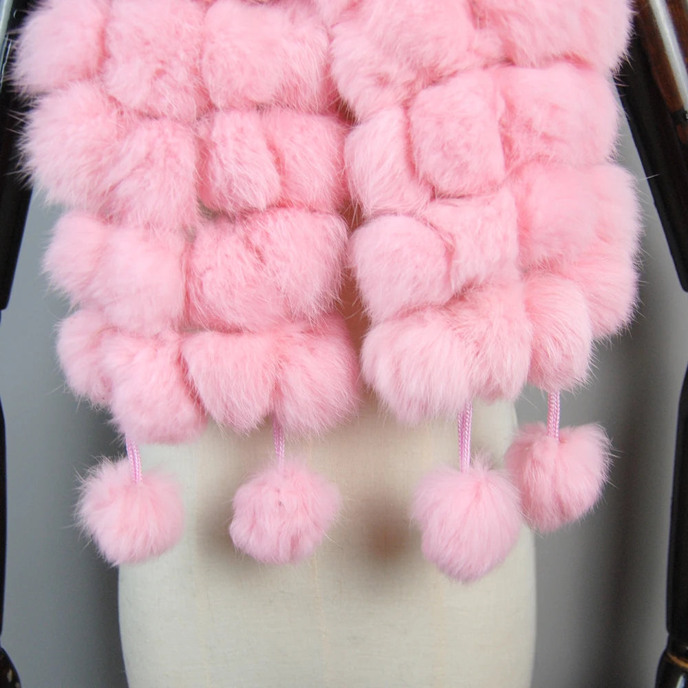 Women Winter Warm Real Rabbit Fur Scarf Hot Sale Natural Rabbit Fur Muffler 2025 Lady 100% Genuine Fur Scarves Wholesale Retail