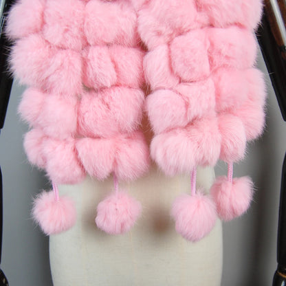 Women Winter Warm Real Rabbit Fur Scarf Hot Sale Natural Rabbit Fur Muffler 2025 Lady 100% Genuine Fur Scarves Wholesale Retail