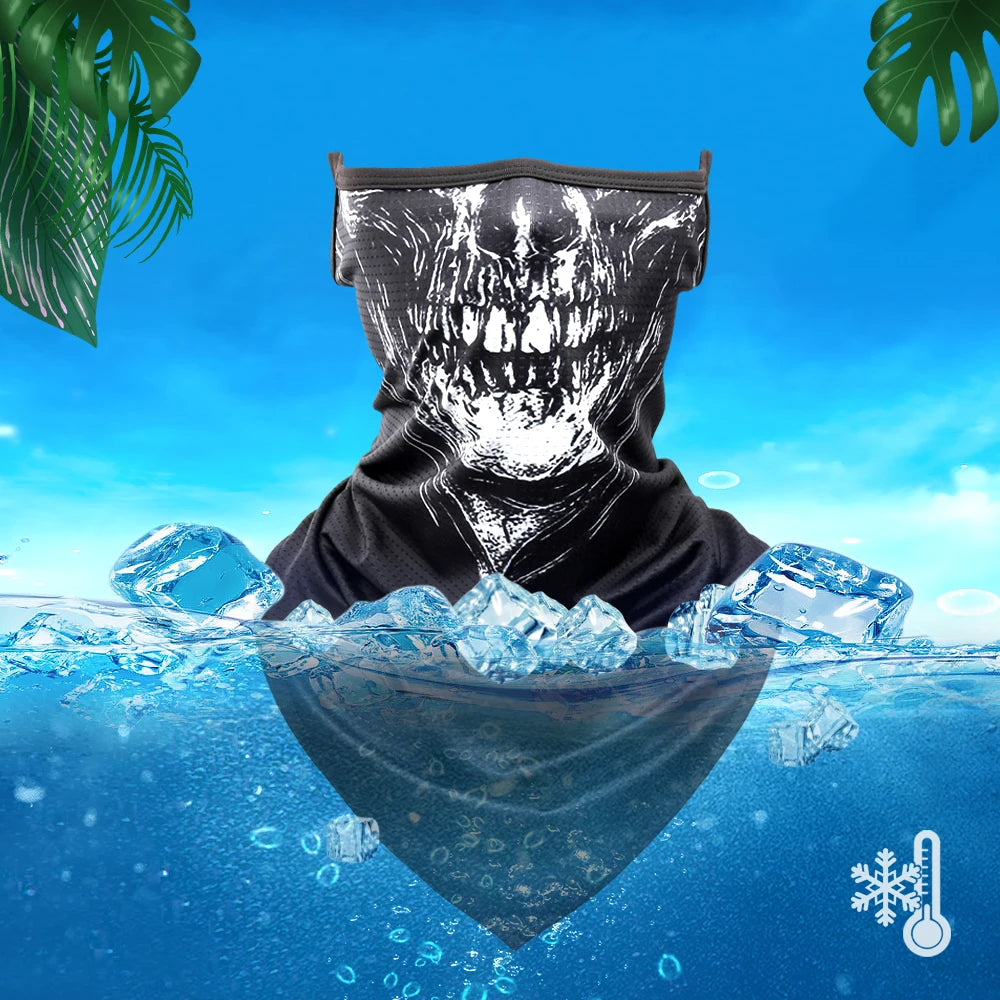 Summer Breathable Bandana Skull Printed Scarf Sun Protection Quick-drying Face Cover Reusable Mask Neck Gaiter Halloween Gift