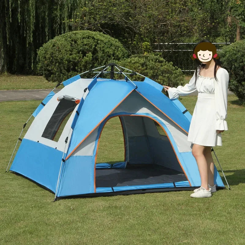 3-4 Person Automatic Camping Tent Quick Open Full-automatic Outdoor Tent Waterproof And UV Resistant Family Travel Beach Tent
